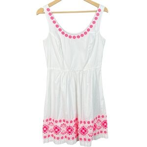 Vineyard Vines Dress Women’s White Pink Embroidered Size 4